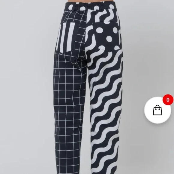 LAU Black White Patterned High Waisted Pants From Italy Designer-Made NWT - Picture 1 of 11